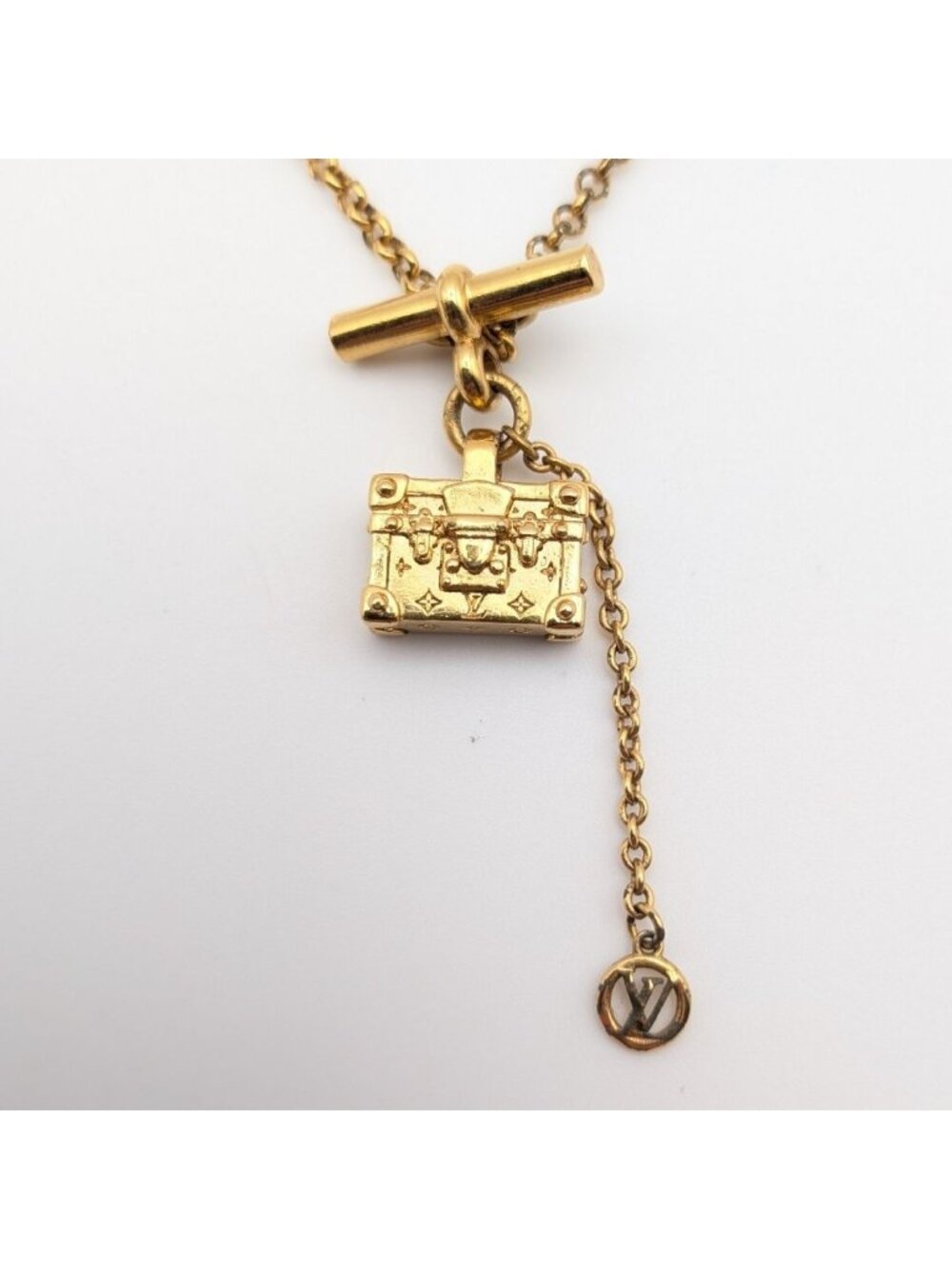 Louis Vuitton Collie Petit Mal Necklace Bag Motif Trunk Gold